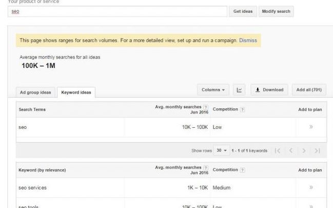 google keyword planner developments